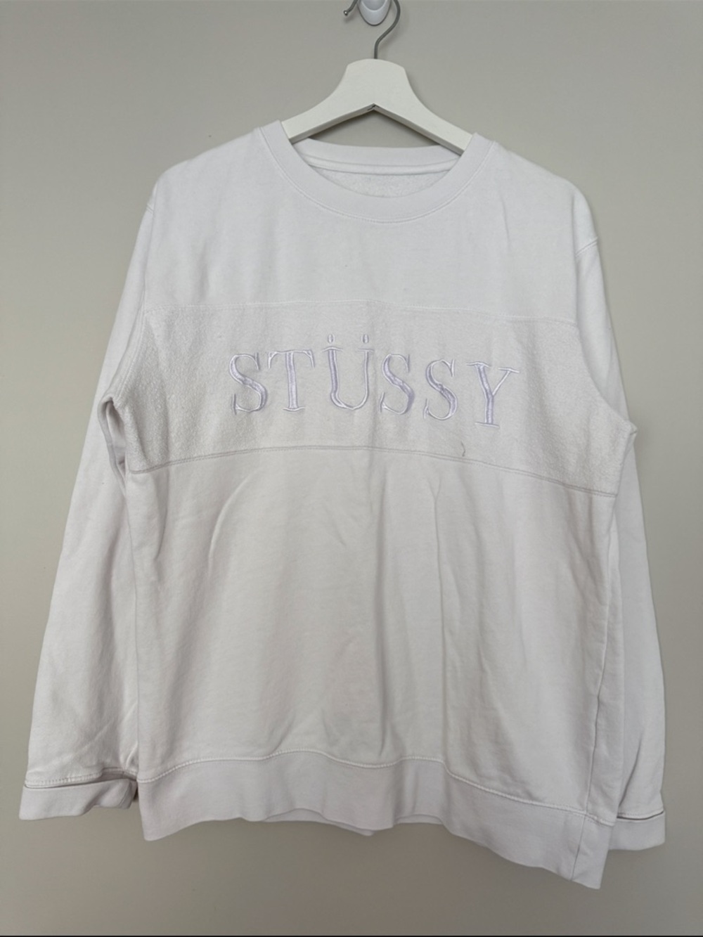Vintage Stussy Spell-out Embroidered Logo Pullover Sweatshirt Women Size M